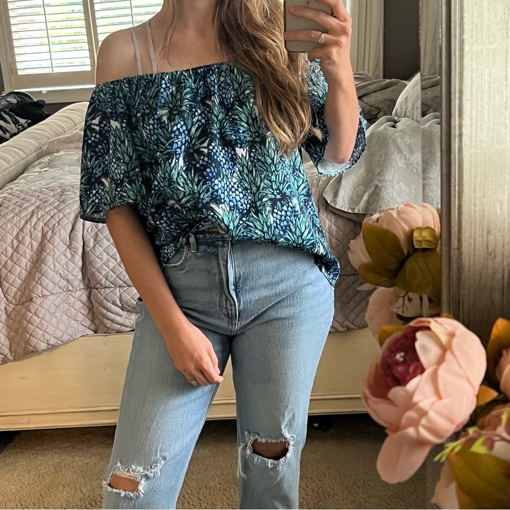 NECTAR CLOTHING | Pineapple Off Shoulder Ruffle Blouse